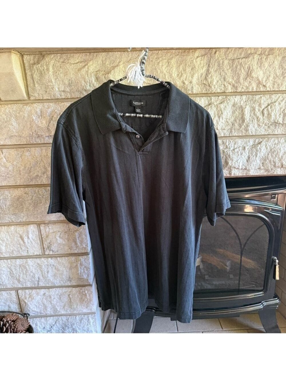 Van Heusen Black Polo Shirt Large Casual Wear